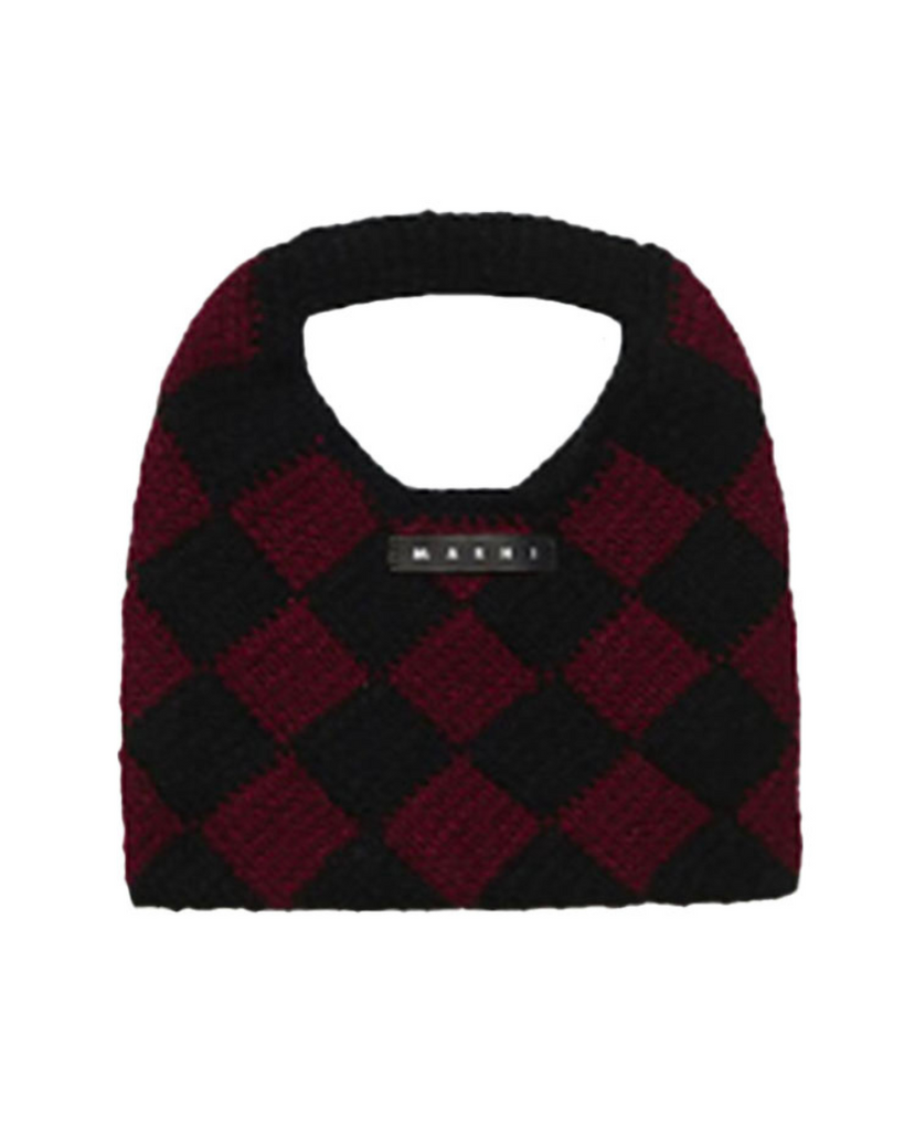 Diamond Crochet Bag - Maroon & Black