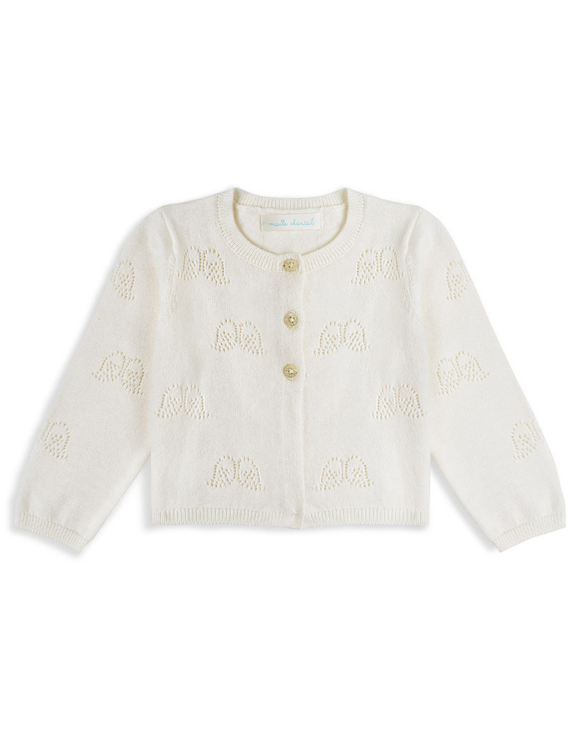 Baby Angel Wing Pointelle Cardigan - Ivory