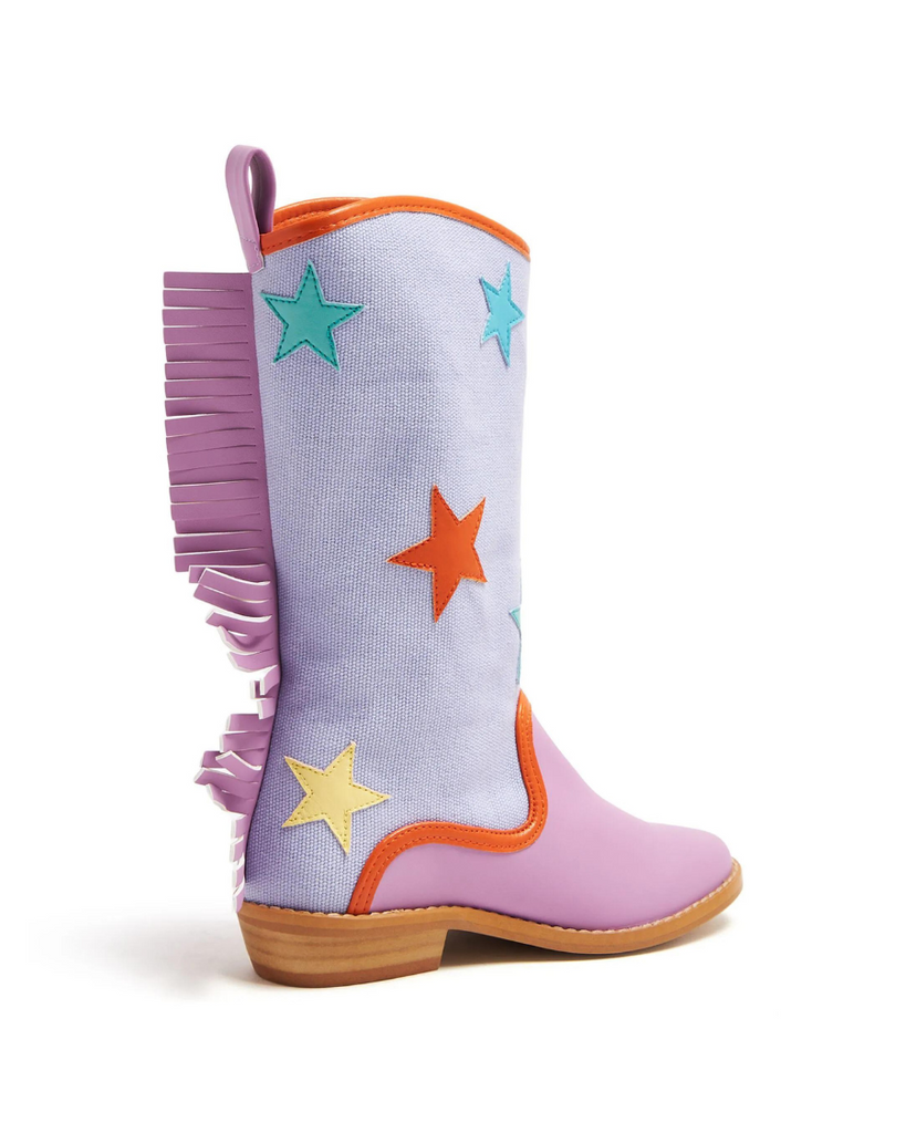 Star Print Fringed Cowboy Boots