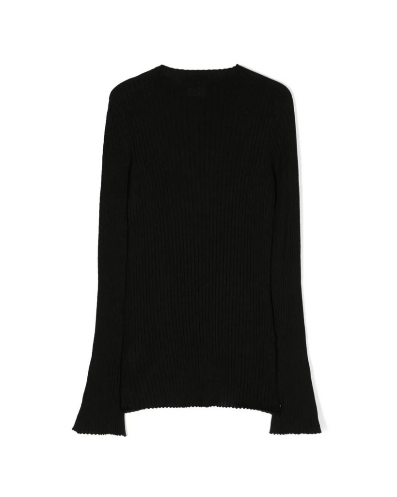 Medusa Ribbed Knit Sweater - Black