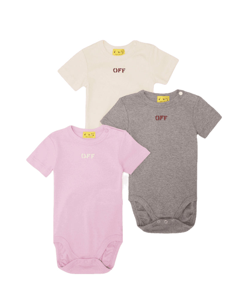 Baby OFF Stamp Bodysuits (Set of 3) - Pink
