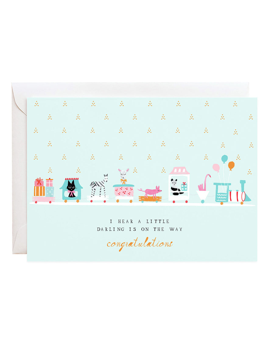 train of gifts illustrated congratulations card