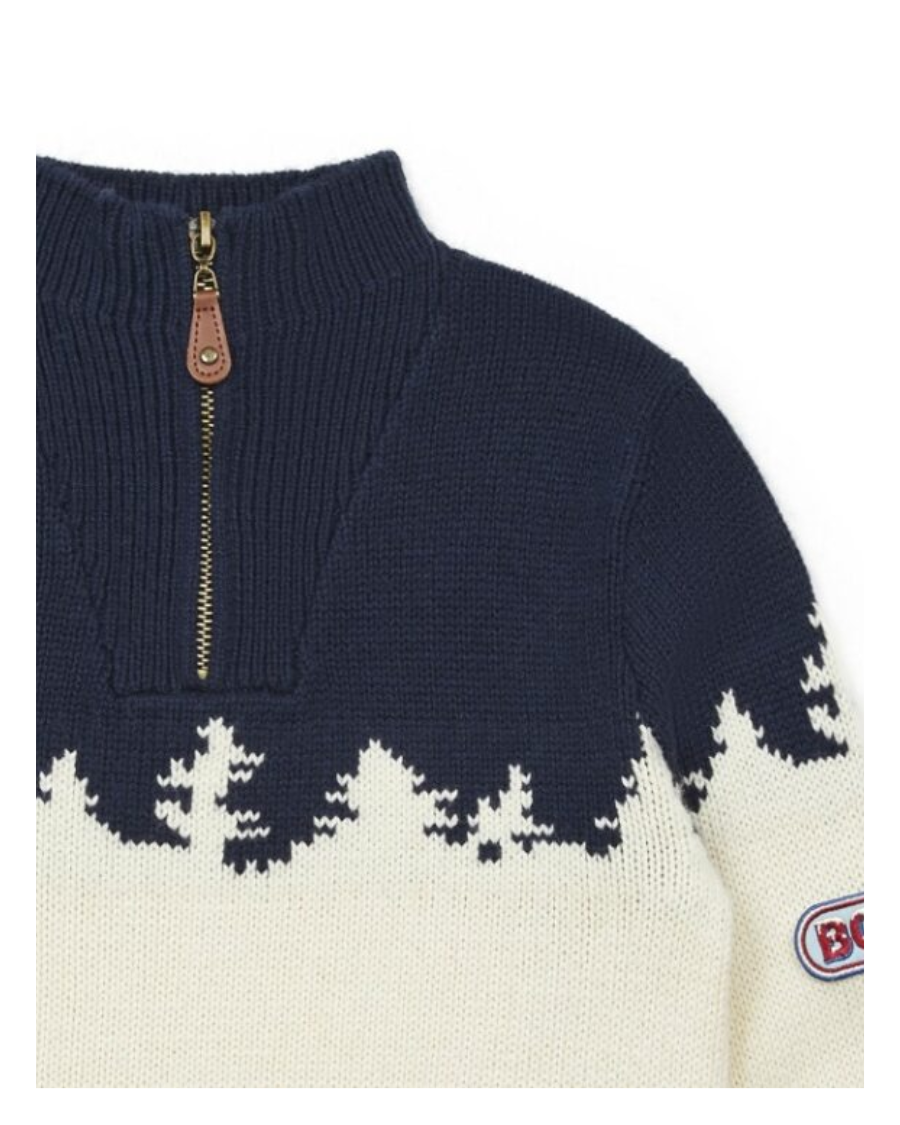 Jacquard Quarter Zip Sweater