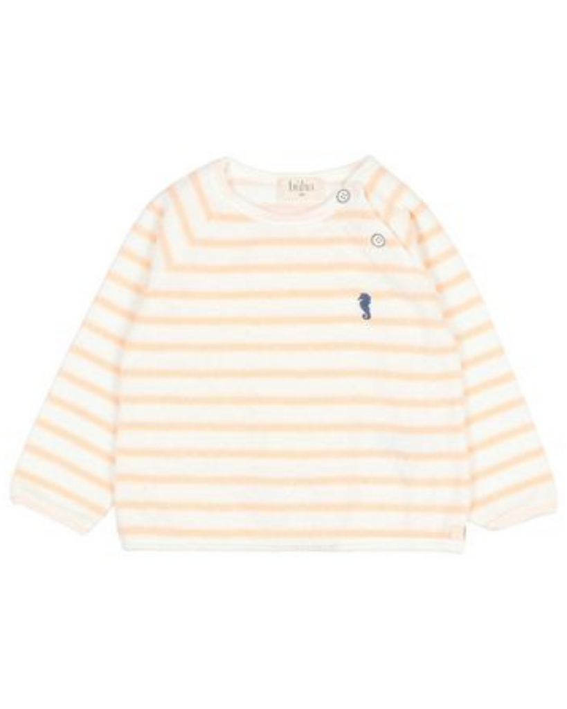 Baby Terry Stripe Sweatshirt - Light Pink