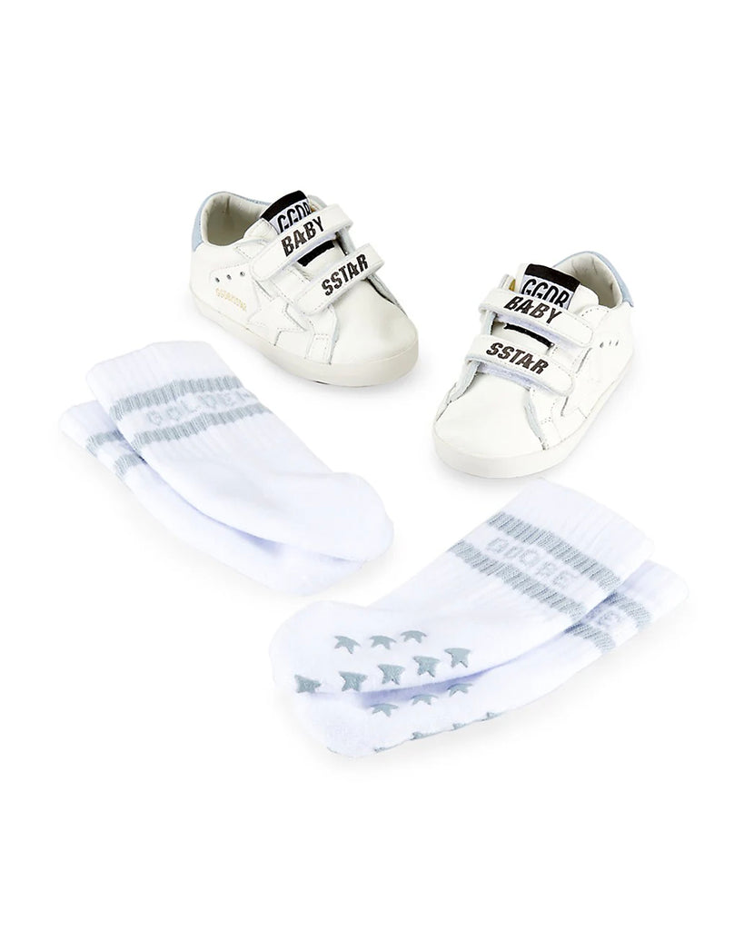 Baby School Sneakers and Socks Set - Powder Blue