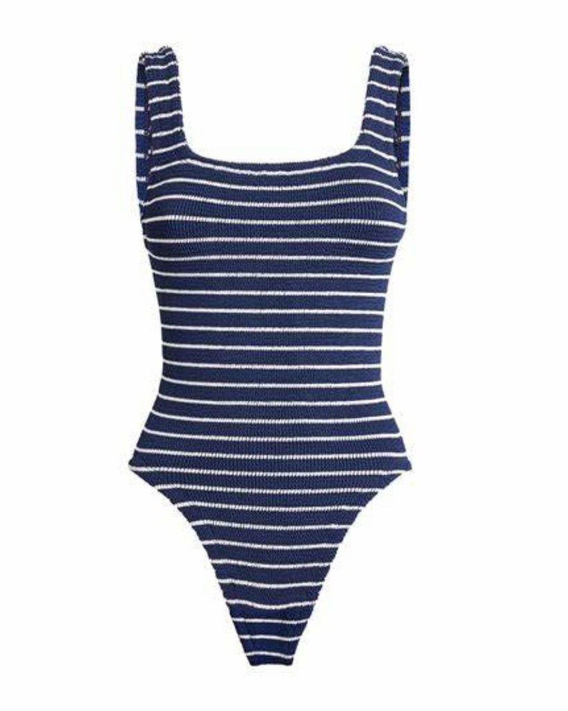 Womens Square Neck Swimsuit - Navy/White