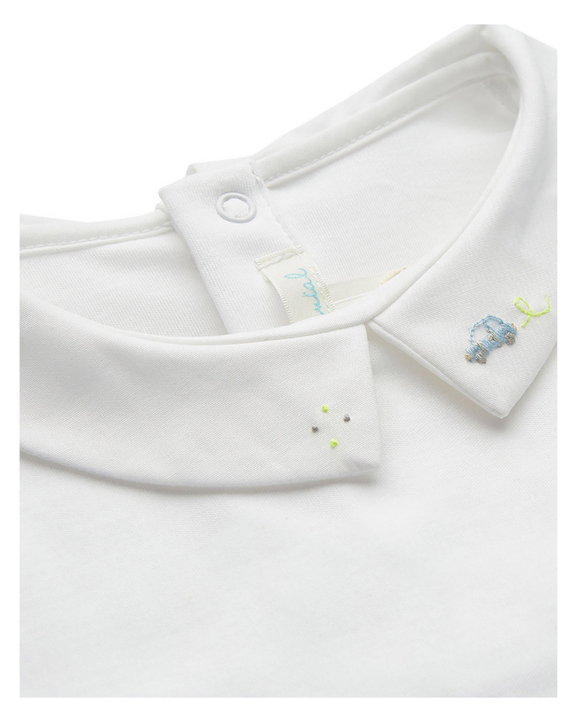 Baby Ethan Car Embroidered Collar Onesie