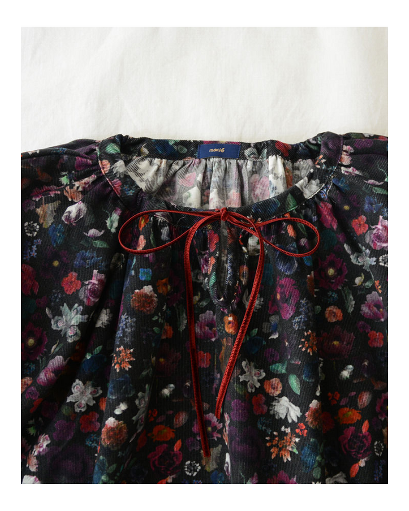 Corduroy Grace Dress - Charcoal Floral
