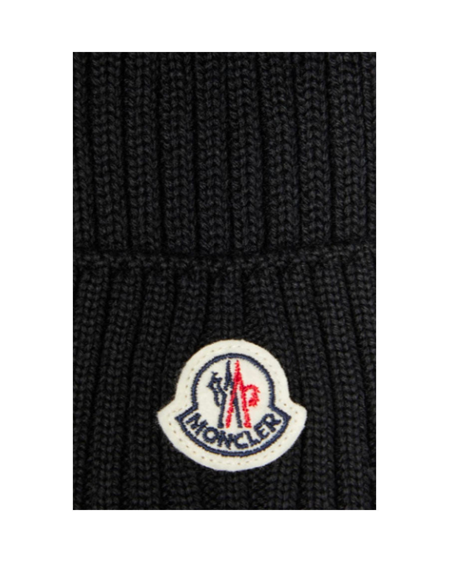 Moncler Pom Pom Wool Hat - Black