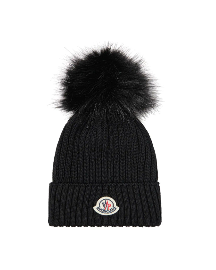 Moncler Pom Pom Wool Hat - Black