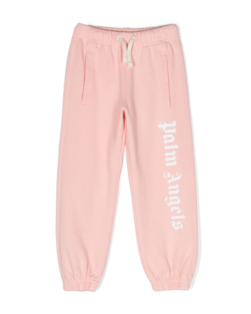 Palm Angels Kids NB1_CURVED LOGO JUMPSUIT PINK WHITE