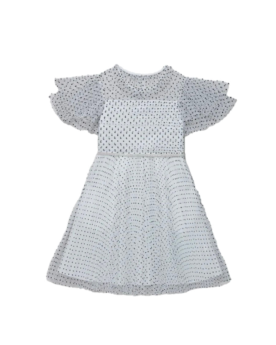 SP Dot Mesh Tiered Dress - White