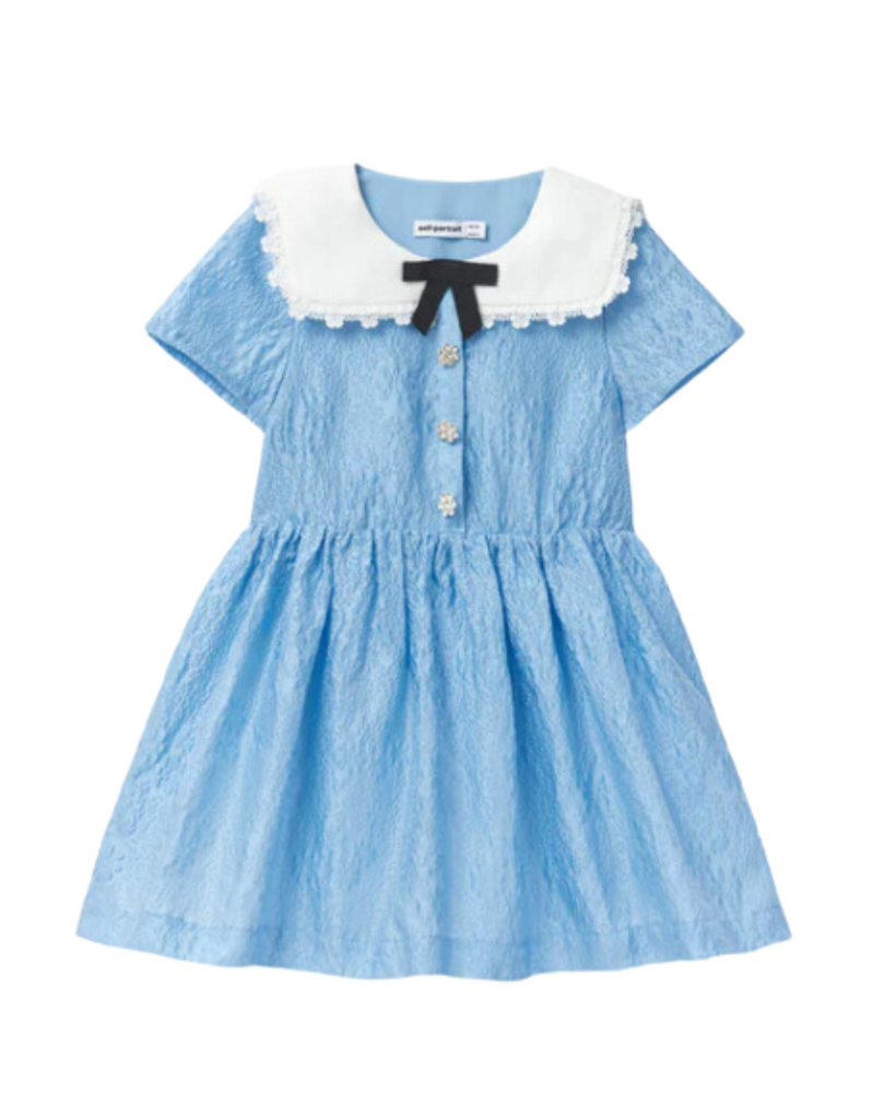 Textured Cotton Dress - Blue