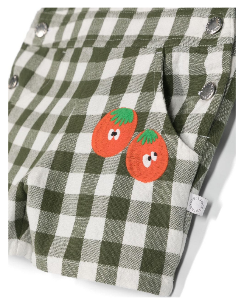 Baby Veggie Embroidery Gingham Dungarees