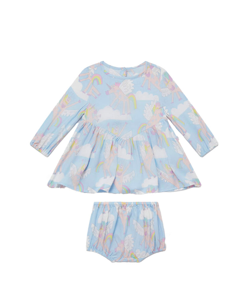 SM Baby Unicorn Twill Dress & Bloomer Set
