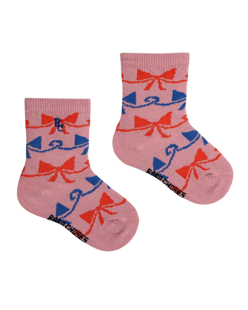 Ribbon Bow Socks  - Pink