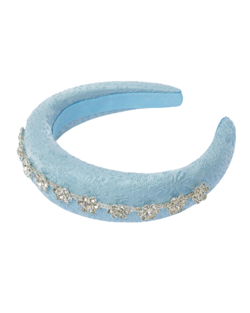 Cotton Diamante Headband - Blue