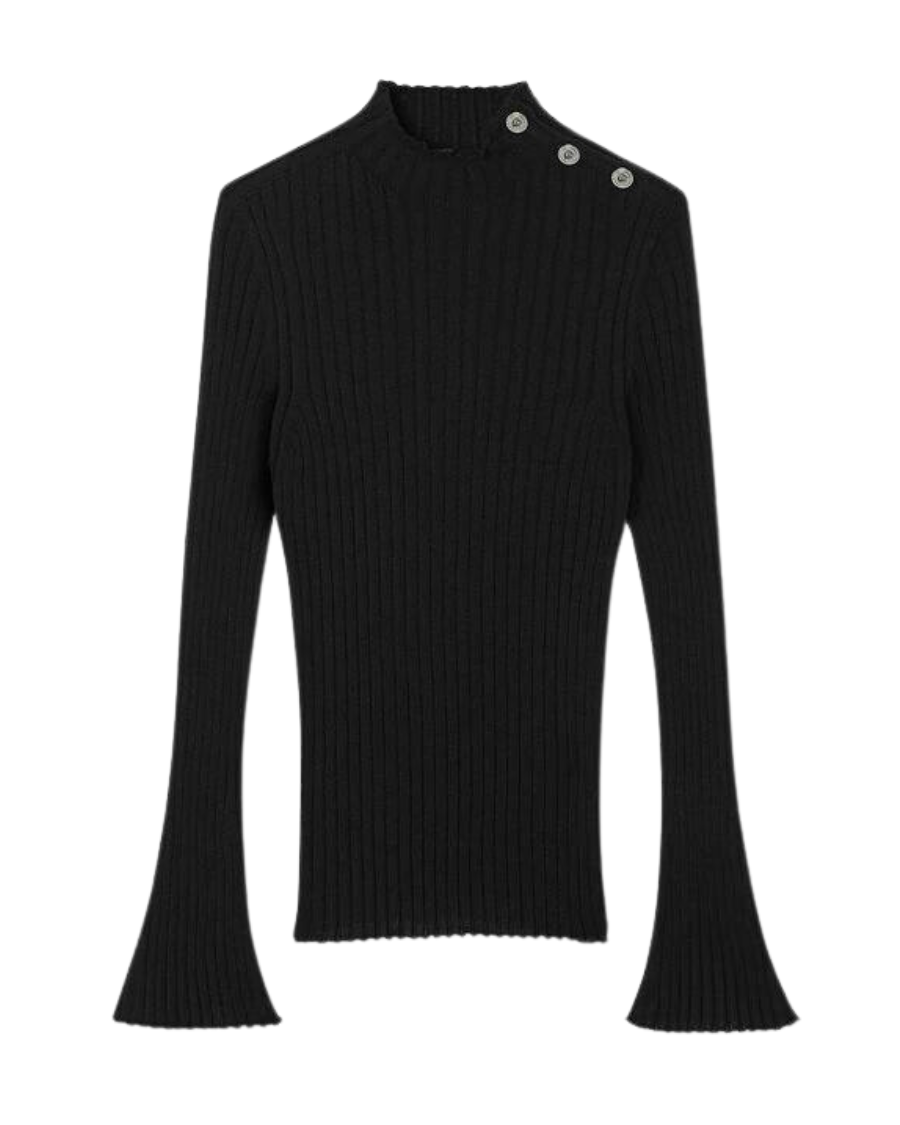 Medusa Ribbed Knit Sweater Black English Rabbit