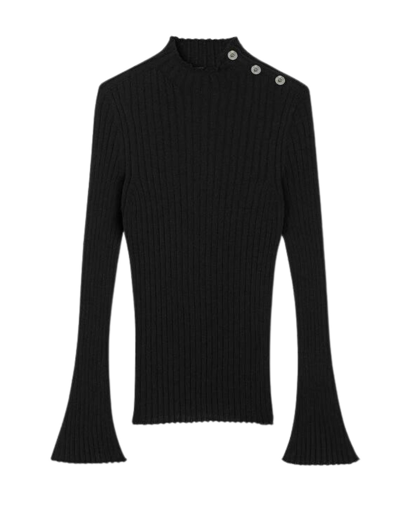 Medusa Ribbed Knit Sweater - Black
