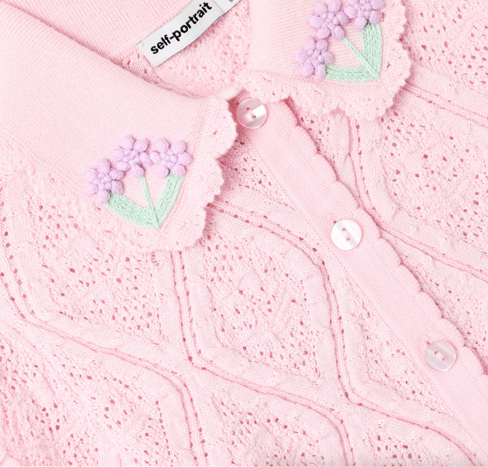 ANDMARY Rosie flower knit tops ピンク Flower Embroidered Knit Top - Pink