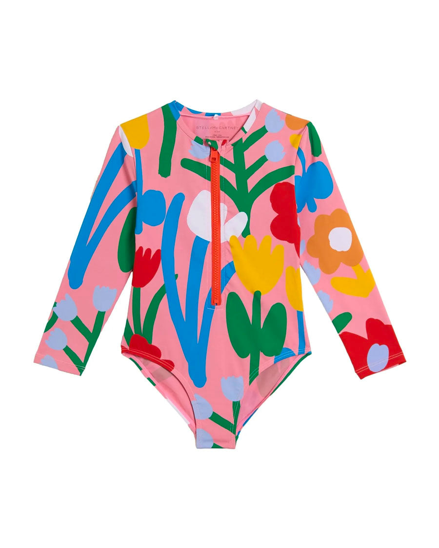 Longsleeve Flower Print Swimsuit - Pink – English Rabbit