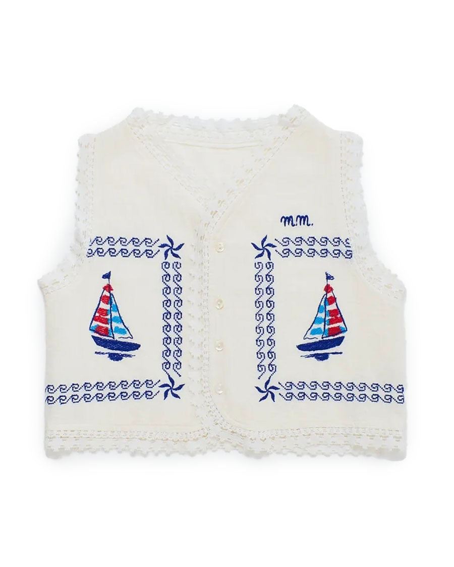 Barcos Embroidered Vest Top - White