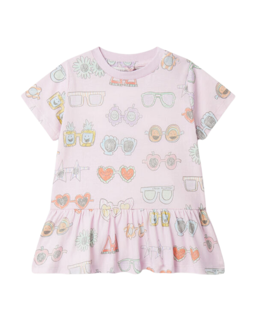Baby Sunglasses Doodle Print Frilled Dress