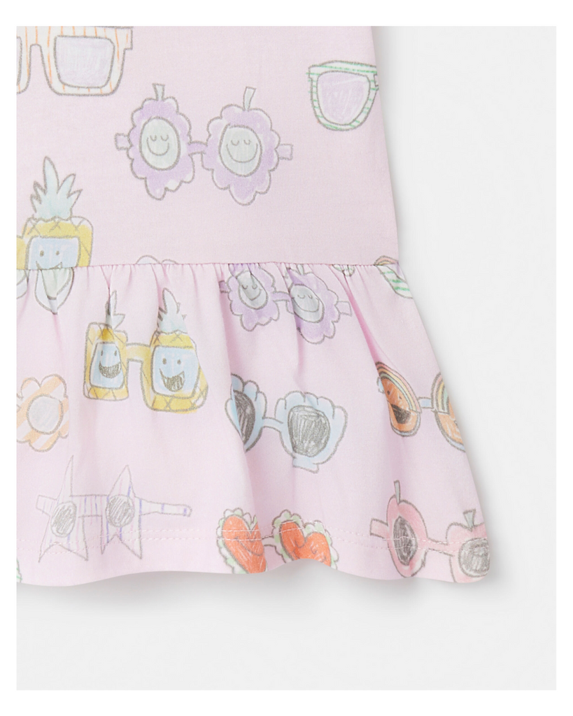 Baby Sunglasses Doodle Print Frilled Dress