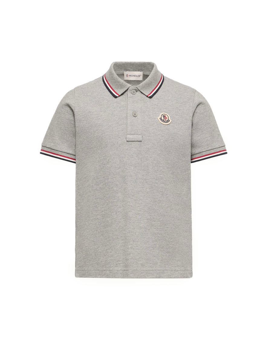 Tricolor Trim Cotton Piquet Polo Shirt - Grey – English Rabbit