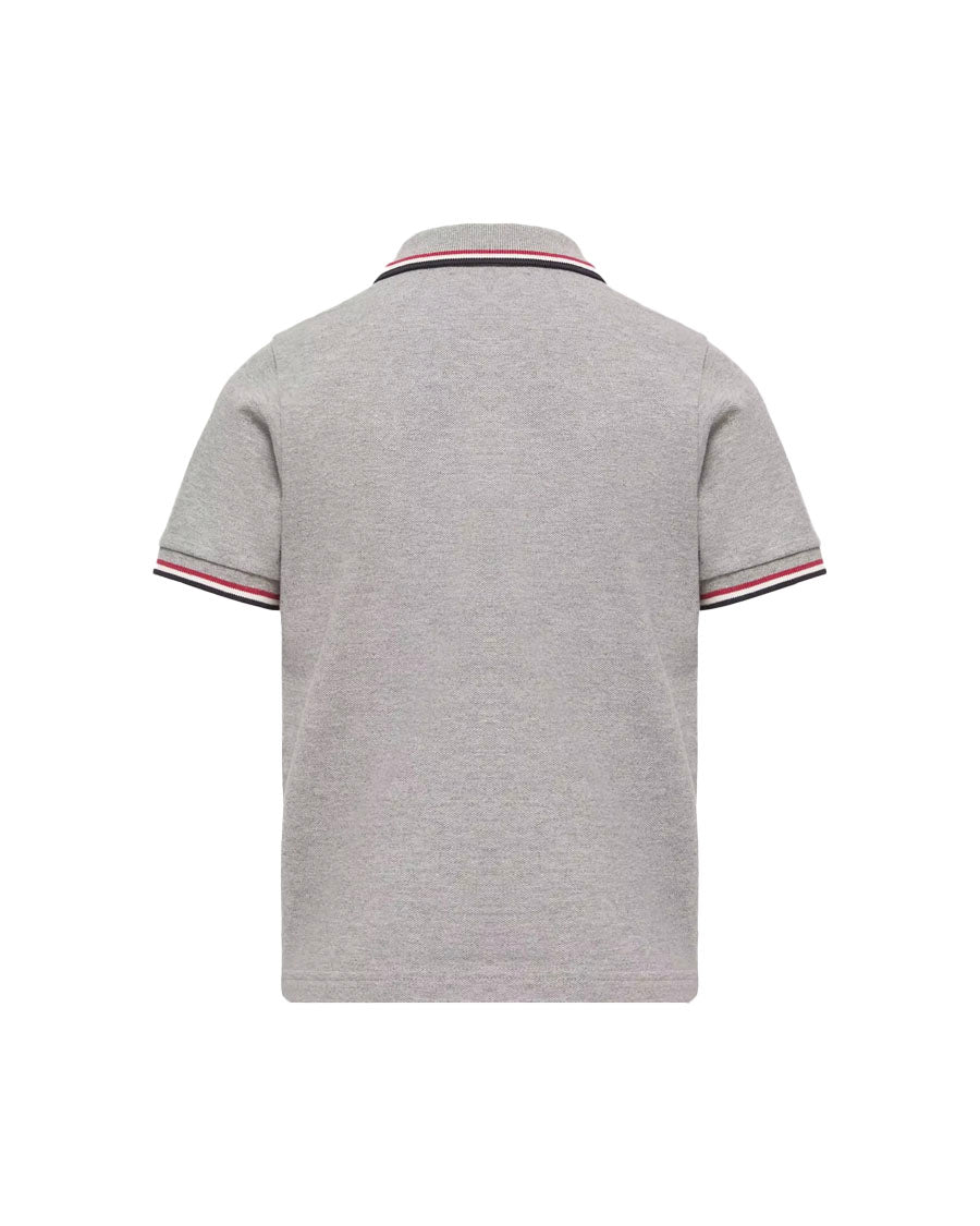 Tricolor Trim Cotton Piquet Polo Shirt - Grey – English Rabbit