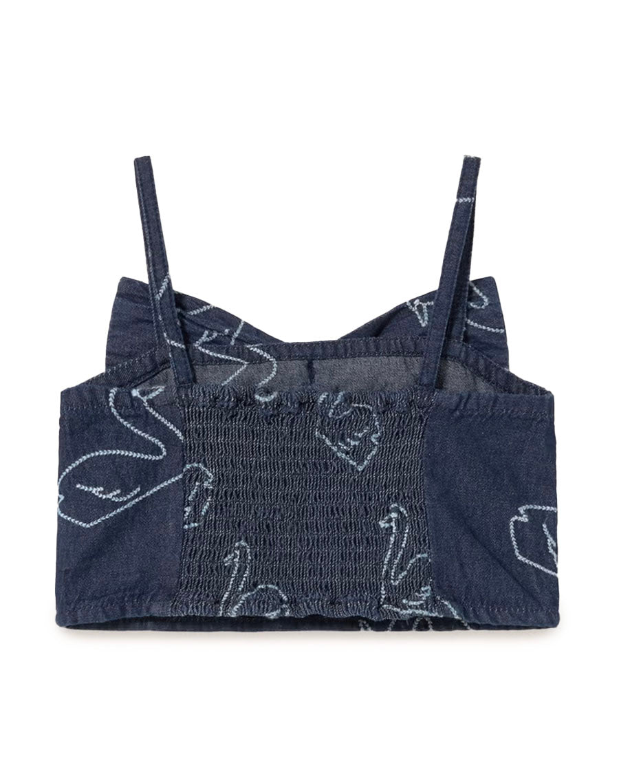 Big Swans Denim Bow Top - Dark Wash – English Rabbit