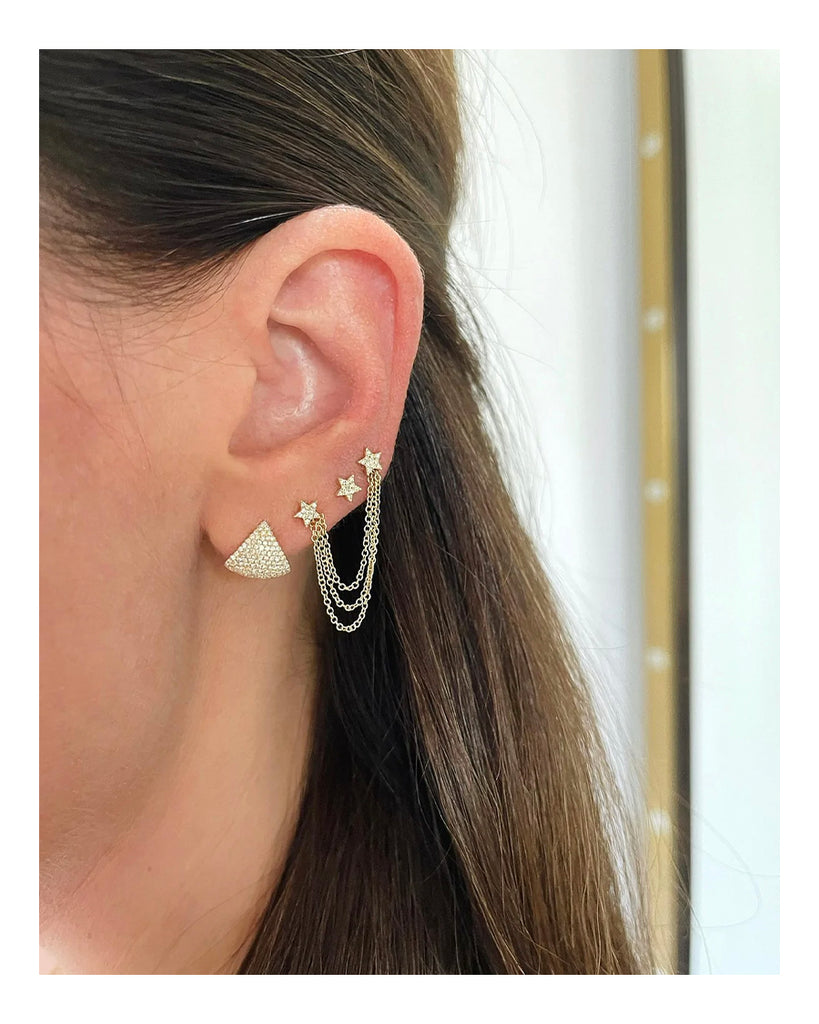 14k Gold Mini Diamond Star Stud Earrings