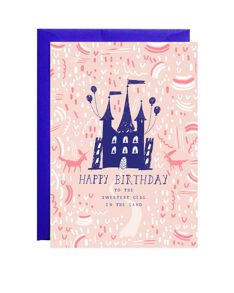 castle illustration birthday card
