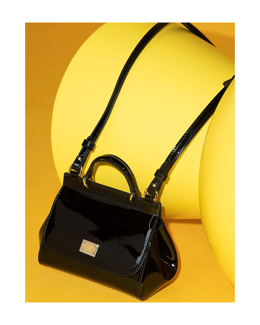 Dolce & Gabbana Small Patent Leather Sicily Bag In Yellow