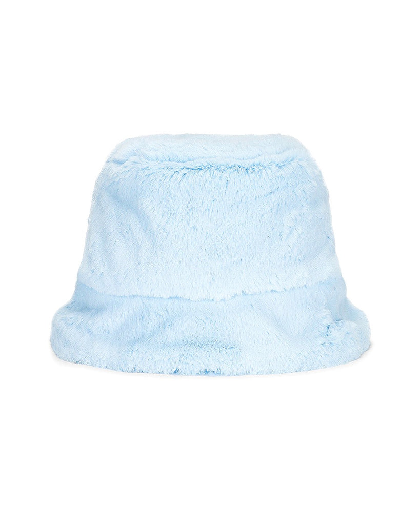 Faux Fur Bucket Hat - Baby Blue