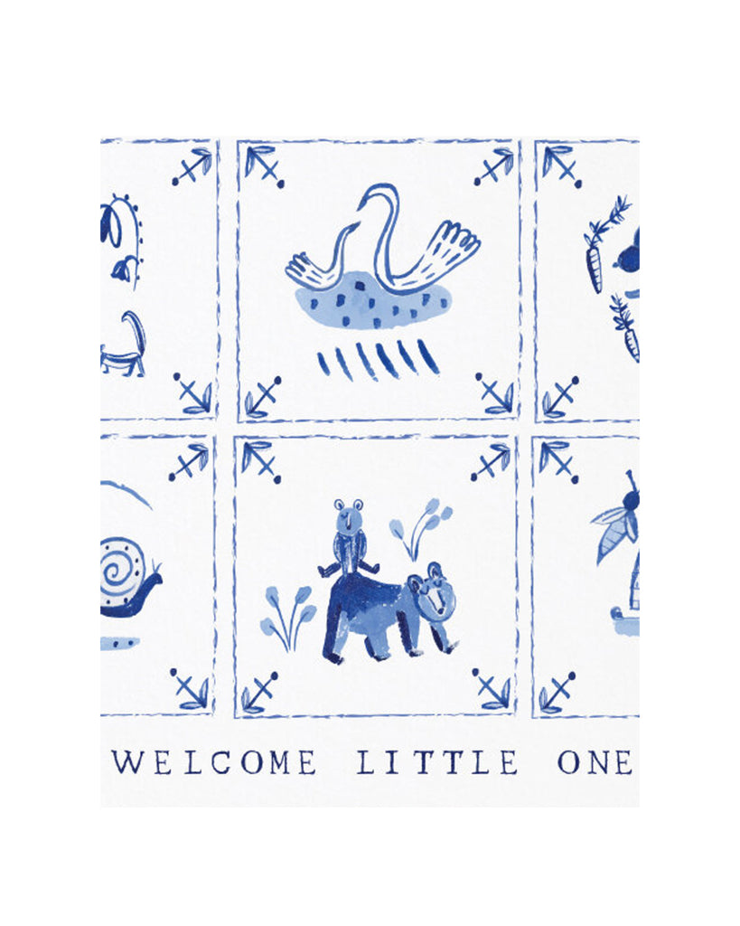 "Welcome Little One" Delft Tiles Greeting Card