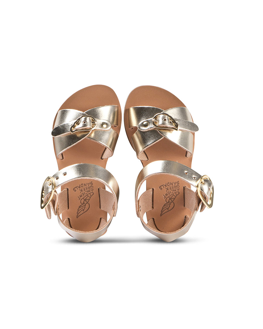 Ancient Greek Sandals Girls Little Vasso In Platinum