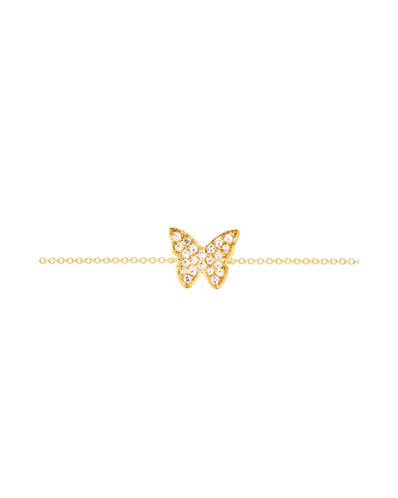 14k Gold Mini Diamond Butterfly Bracelet