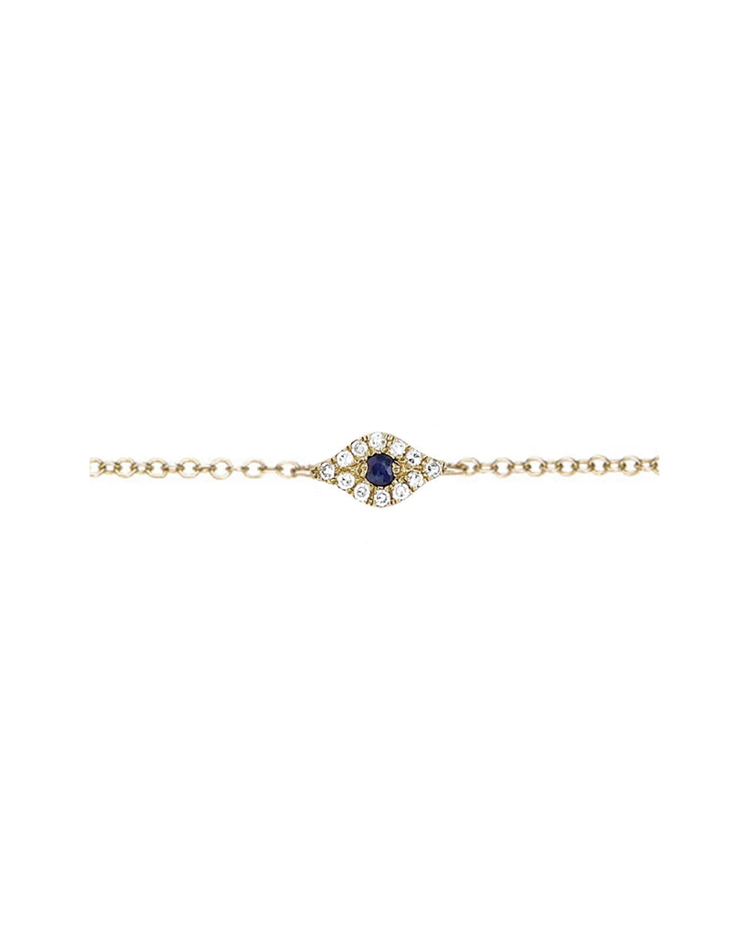 14k Gold Diamond Evil Eye Chain Bracelet