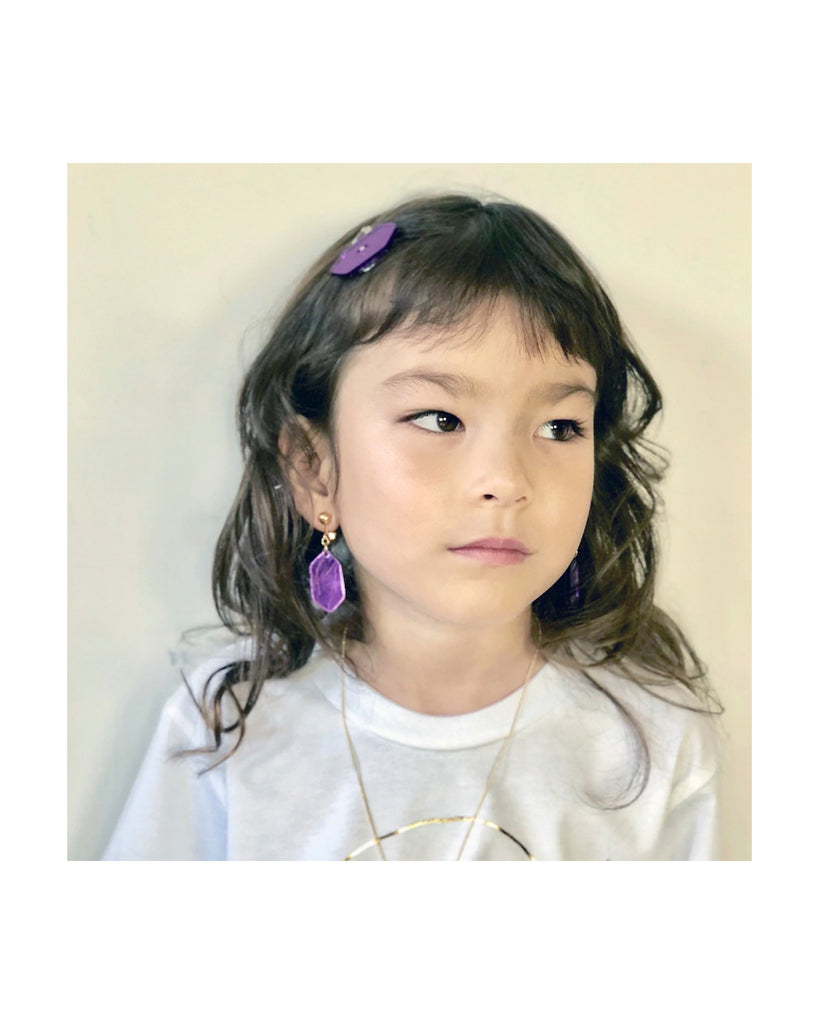 Atsuyo Et Akiko Birthstone Brass Earrings in Amethyst