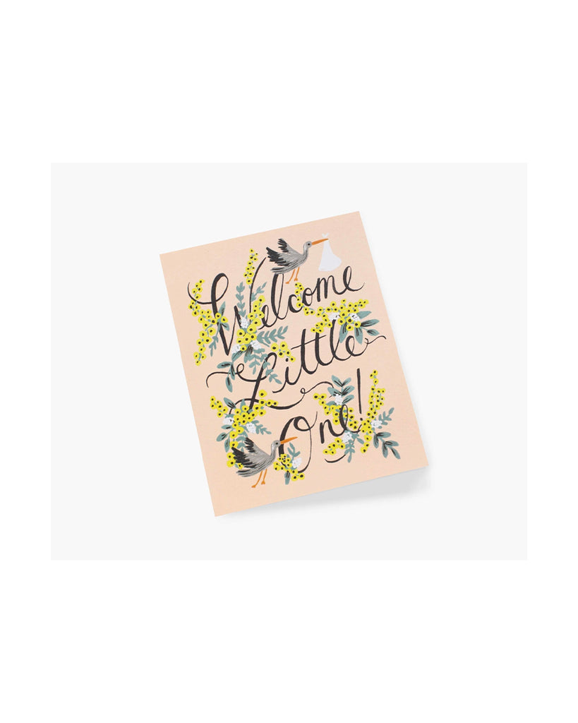 "Welcome Little One" Stork Greeting Card