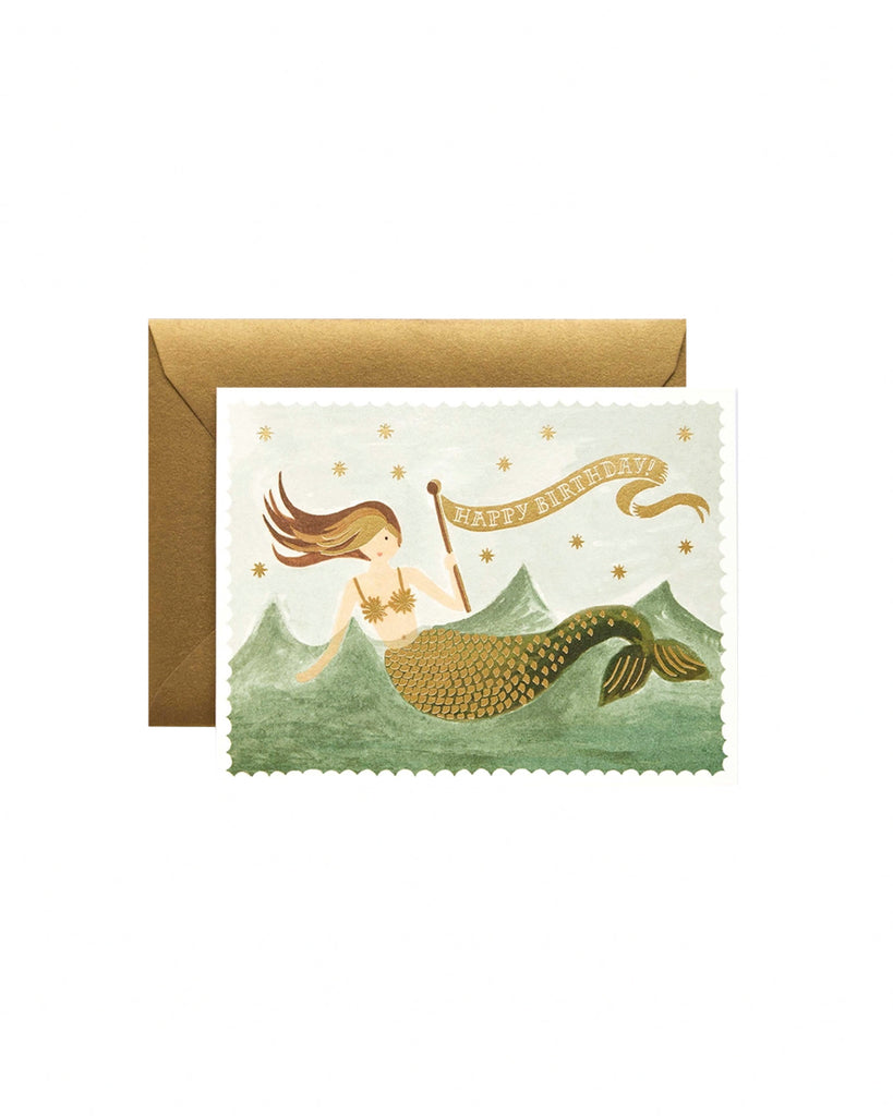 Vintage Mermaid Birthday Greeting Card