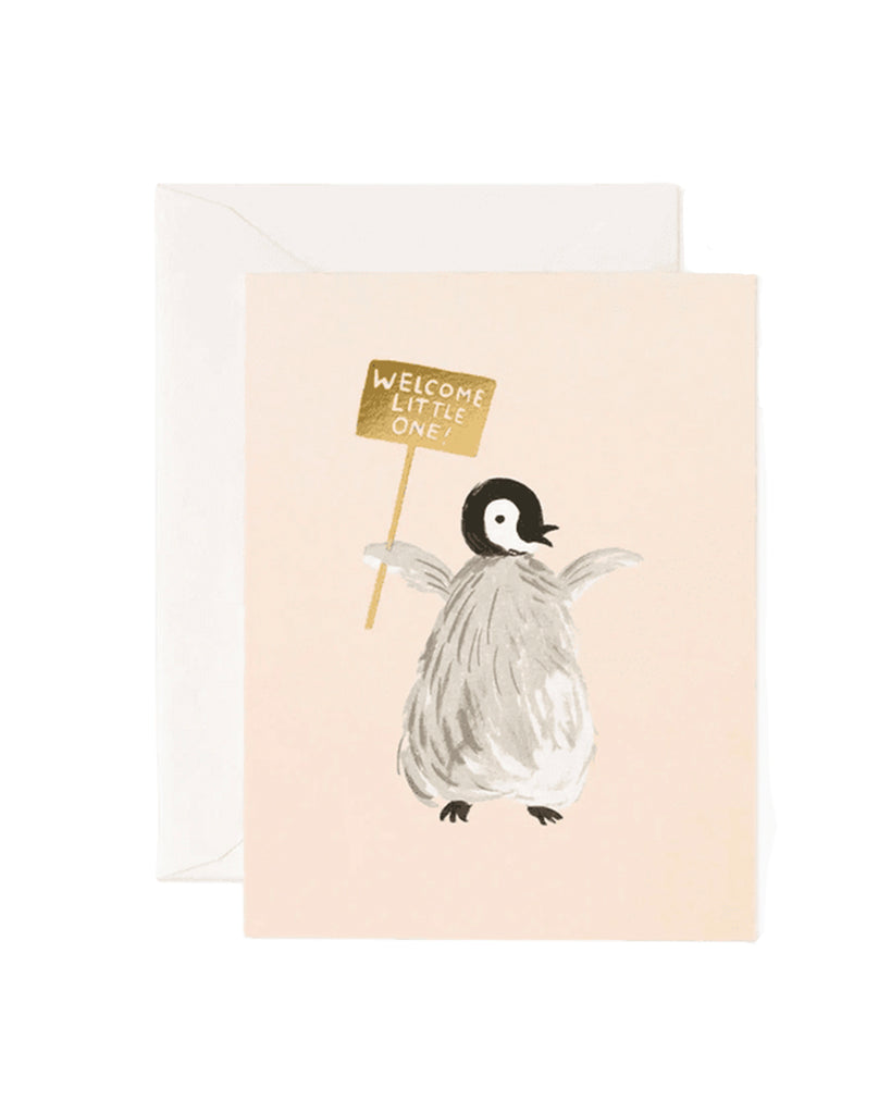 "Welcome Little One" Penguin Greeting Card